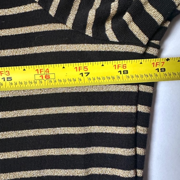 Ralph Lauren Women's Top Sz XL Striped Metallic Black Gold long sleeve Boat Neck - Picture 6 of 8